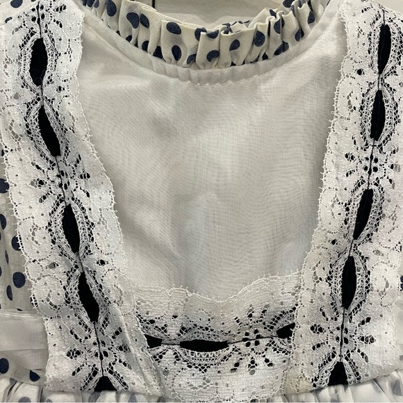 Vintage apron dress Winnie the Pooh Disney Sears polka dot ruffle size 1 navy - Picture 4 of 8